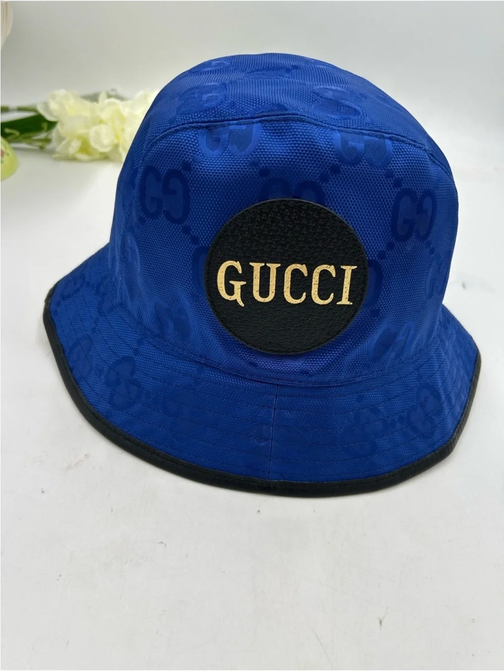 Gucci, blue monogram off the grid bucket hat size medium, made in Italy